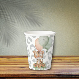 Safari Jungle Watercolor Tiger Geburtstag Pappbecher