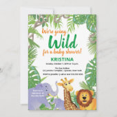 Safari Jungle Wild Animals Greenery Baby Shower Einladung (Vorderseite)