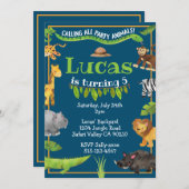 Safari Jungle Wild One Animal Birthday Party Einladung (Vorne/Hinten)