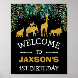 Safari Jungle WILD ONE Tropical Geburtstag Willkom Poster
