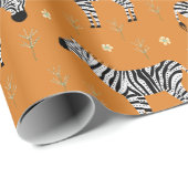 Safari Jungle Zebra Muster Orange Geschenkpapier (Rolleneckpunkt)