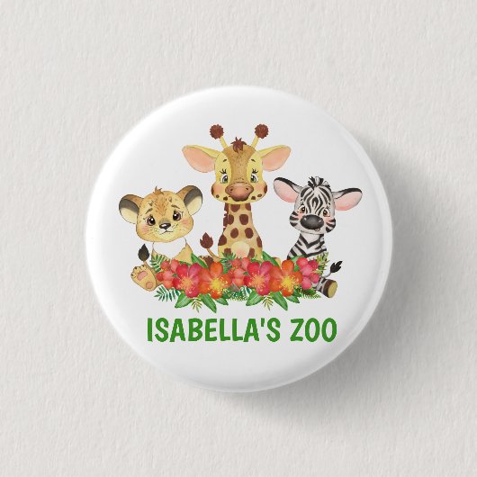 Safari Jungle Zoo Personalisiert  Button (Vorderseite)