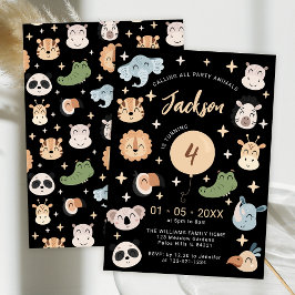 Safari Jungle Zootiere Geburtstagsjunge Einladung