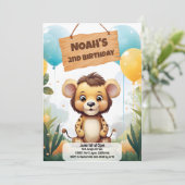 Safari Jungle zum Geburtstag Einladung für Kinder (Stehend Vorderseite)