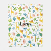 Safari-Kinder und bunt geblümte Muster-Tiere niedl Fleecedecke (Vorderseite)