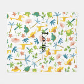 Safari-Kinder und bunt geblümte Muster-Tiere niedl Fleecedecke (Vorderseite (Horizontal))