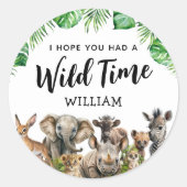 Safari Kindergeburtstag Vielen Dank Runder Aufkleber (Vorderseite)