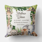 Safari-Kinderzimmer-Geburtsstatistiken für Kleinki Kissen (Rückseite)