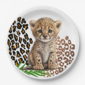 Safari Leopard Birthday Wild One Two Wild Party Pappteller (Vorderseite)