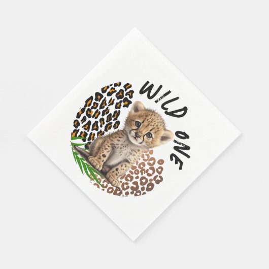 Safari Leopard Birthday Wild One Two Wild Party Serviette (Ecke)