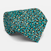 Safari Leopard Print Aquamarin Rosettes Krawatte (Gerollt)