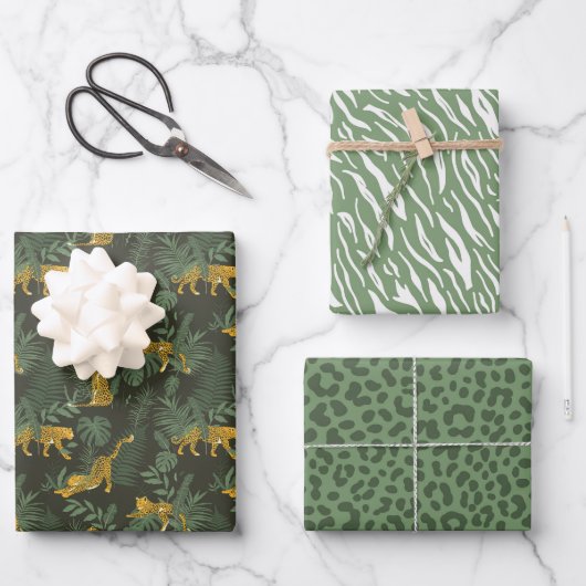Safari Leopard Print Wrapping Paper Sheets Geschenkpapier Set (Vorderseite)