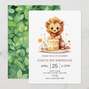 Safari Lion 1. Geburtstag Einladung