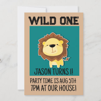 SAFARI LION ALTER 1 EINMAL 1 GEBURTSTAG EINLADUNG