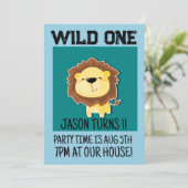 SAFARI LION ALTER 1 EINMAL 1 GEBURTSTAG EINLADUNG (Stehend Vorderseite)