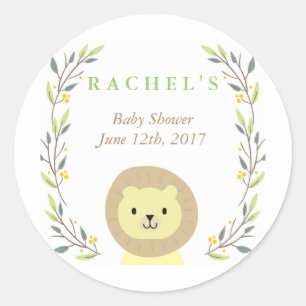 Safari Lion Baby Shower Favor Sticker
