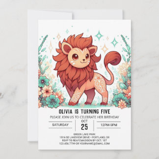 Safari Lion Digital Geburtstag Einladung