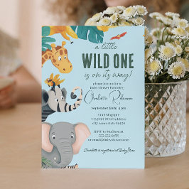 Safari Lion, Elephant Giraffen Babydusche Einladung