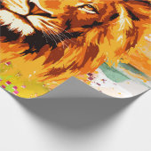 Safari Lion | Farbiges Löwenpapier Geschenkpapier (Ecke)