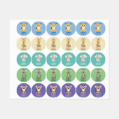 Safari Lion Giraffe Elephant Zebra Monkey Boy Etiketten (Blatt)