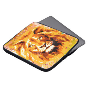 Safari Lion Laptop Case Farbenfrohe Löwe Zeichne