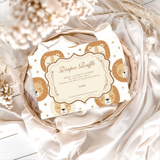 Safari Lion Neutral Baby Shower Diapper Raffle Begleitkarte