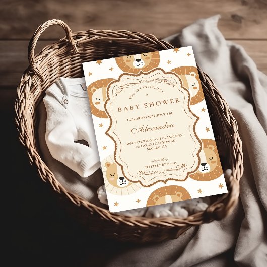 Safari Lion Neutral Baby Shower Einladung