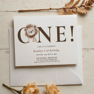 Safari Lion Thema mit Foto 1. Geburtstag Einladung