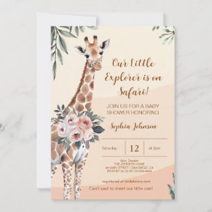 Safari Little Explorer Giraffe Babydusche Einladung