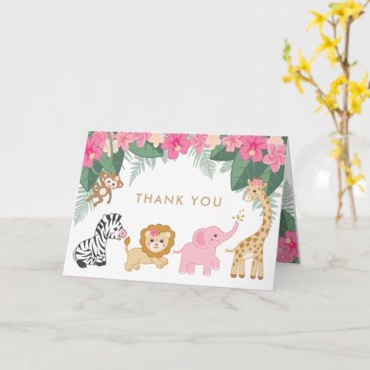 Safari Mädchen danke Karte (Gelbe Blume)