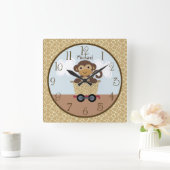 Safari Monkey Animal Train Kid's Kinderzimmer Cloc Quadratische Wanduhr (Zuhause)