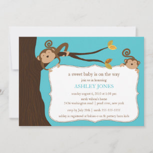 Safari Monkey Baby Shower Einladung