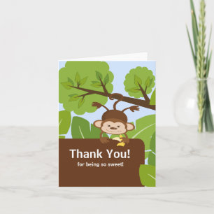 Safari Monkey Babydusche Danke Note Card