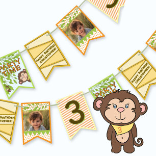 Safari Monkey Birthday Wimpelkette