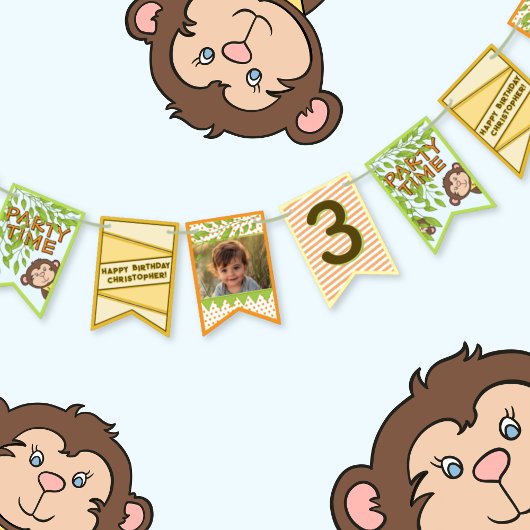 Safari Monkey Birthday Wimpelkette