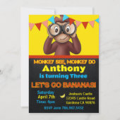 Safari Monkey Einladung zum Geburtstag (Vorderseite)
