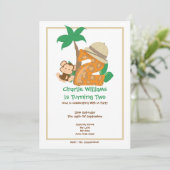 Safari Monkey Zweite Geburtstagsparty Einladung (Stehend Vorderseite)