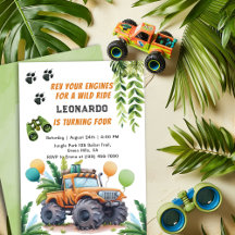 Safari Monster Truck Jungle Adventure Boy Birthday