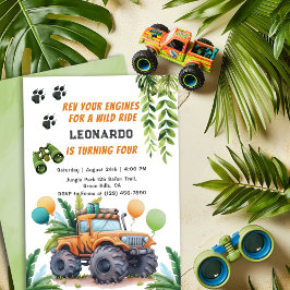 Safari Monster Truck Jungle Adventure Boy Birthday Einladung