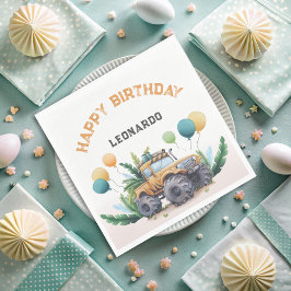 Safari Monster Truck mit Balloons glücklich zum Ge Serviette