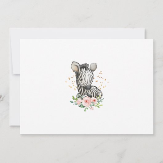 Safari Niedlich Baby Zebra Wild Baby Dusche Einlad Einladung (Rückseite)