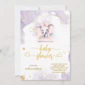 Safari Niedlich Elephant Botanical Baby Girl Dusch Einladung (Vorderseite)