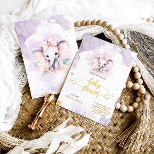 Safari Niedlich Elephant Botanical Baby Girl Dusch Einladung