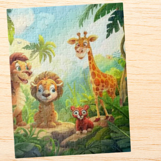 Safari Niedlich Jungle Tiername personalisiert Puzzle