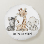 Safari Niedlicher Tiere Kinder Rundes Kissen (Rückseite)