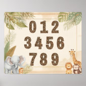 Safari Numbers Nursery Boho Jungle Animals Poster (Vorne)
