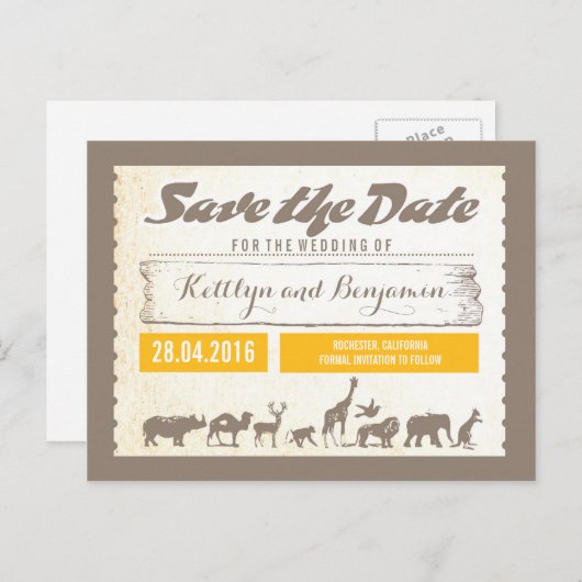 Safari oder Zoo Wildlife Save the Date Postkarten (Vorne/Hinten)