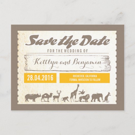Safari oder Zoo Wildlife Save the Date Postkarten (Vorderseite)