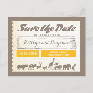 Safari- oder Zoo-Wildlife-Save-the-Date-Postkarten Ankündigungspostkarte