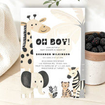 Safari Oh Boy Baby Shower Einladung